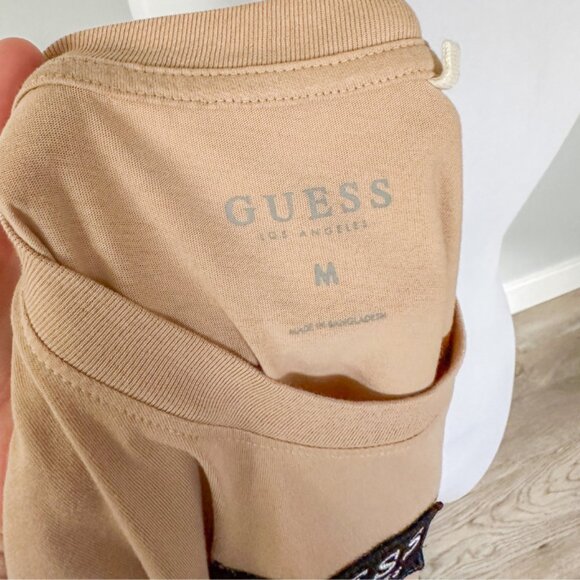 Guess Men's Tan T-Shirt with Logo Patch - Picture 5 of 8